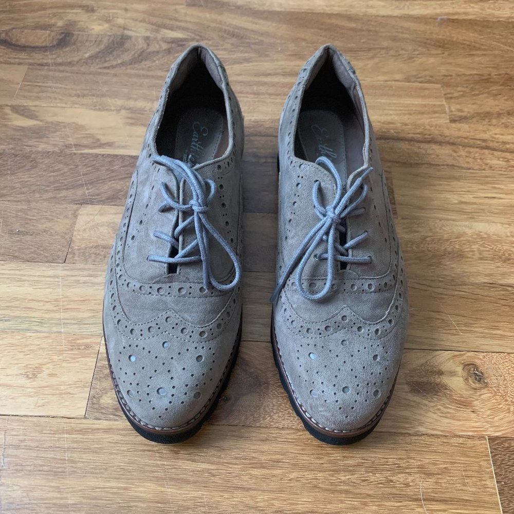 Earthies Santana taupe leather wingtip oxford shoes